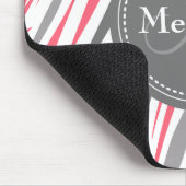 Monogrammed Roze & Gray Zebra Pattern Muismat (Hoek)