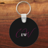 Monogrammed Roze Initiaal Girly Typography Keepsak Sleutelhanger (Achterkant)