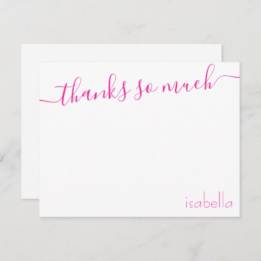 Monogrammed Roze Magenta Elegant Script Aankondiging (Voorkant / Achterkant)