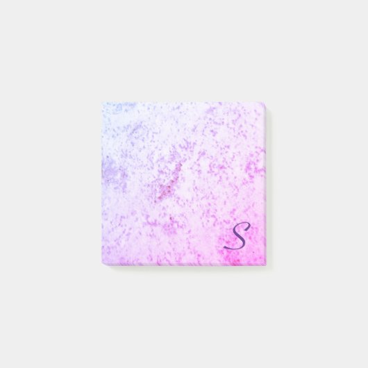 Monogrammed Roze & Paarse Marmered Post-it® Notes (Voorkant)