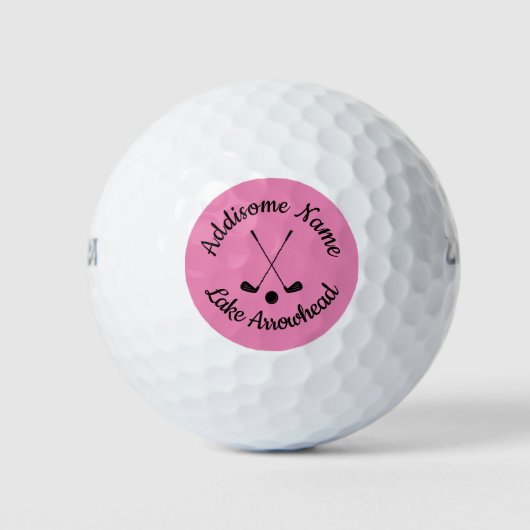 Monogrammed Roze Wit golfbal club Dames Golf Golfballen (Voorkant)