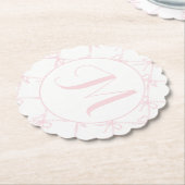 Monogrammed Roze & Wit Lint, Roze Bow Custom Kartonnen Onderzetters (Gekanteld)
