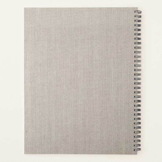 Monogrammed Rustic Beige Linen Elegant Script Planner (Achterkant)