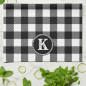 Monogrammed Rustic Black White Buffalo Plays Theedoek (Gevouwen)