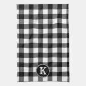 Monogrammed Rustic Black White Buffalo Plays Theedoek (Verticaal)