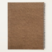 Monogrammed Rustic Brown Linen Elegant Script Planner (Achterkant)