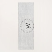 Monogrammed Rustic Grey Linen Elegant Script Yogamat (Achterkant)