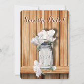 Monogrammed Rustic Mason Jar en Pink Peonies Save The Date (Voorkant)