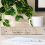Monogrammed Rustic Wood Texture Elegant Script Naambordje