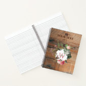 Monogrammed Rustic Wood Vintage Flowers Notitieboek (Binnen)