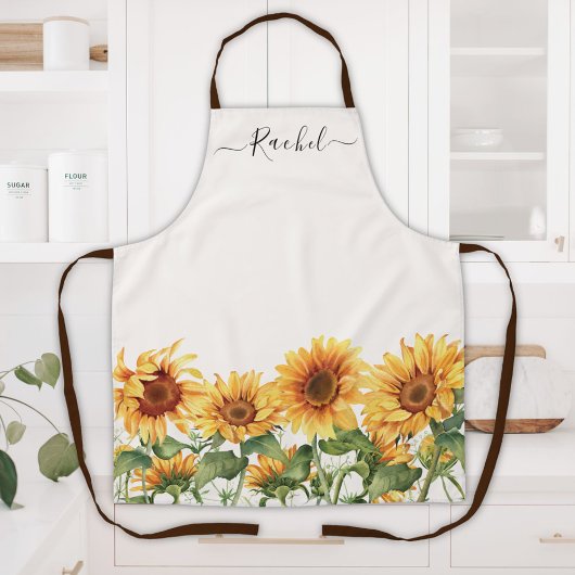 Monogrammed Rustic Yellow Sunflower Garden Schort