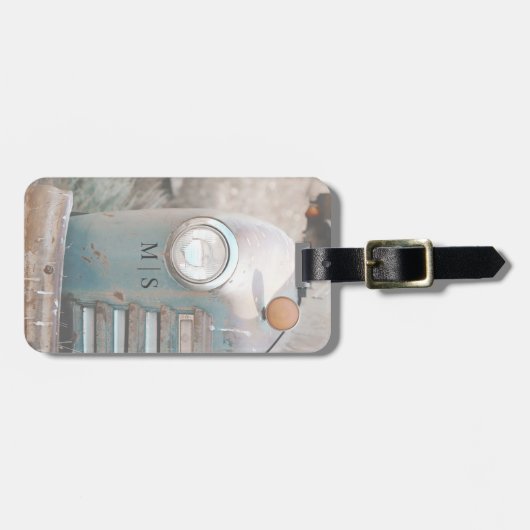Monogrammed rustieke en landelijke pick-up bagagelabel (Voorkant horizontaal)