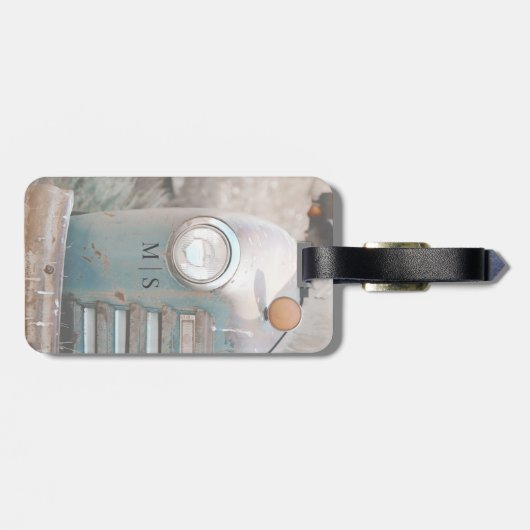 Monogrammed rustieke en landelijke pick-up bagagelabel (Achterkant horizontaal)