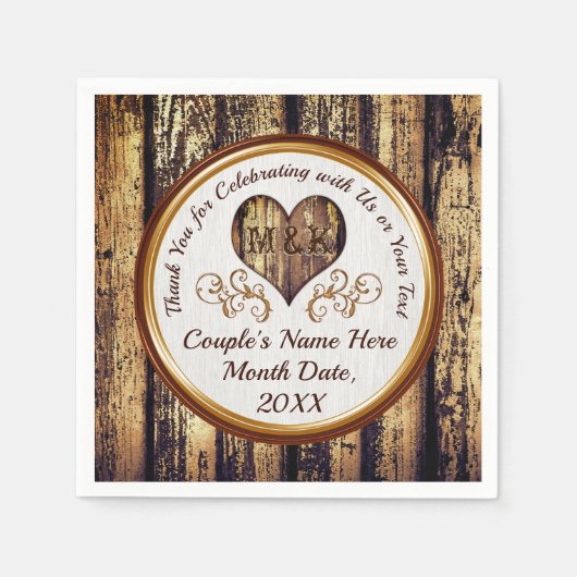 Monogrammed rustieke gepersonaliseerde bruiloft se servet (Voorkant)