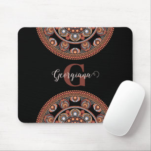 Monogrammed Safari Sunset Bohemian Dot Mandala Muismat
