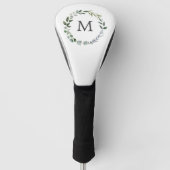 Monogrammed Sage Green Leaves Greenery Krans Golfheadcover (Voorkant)