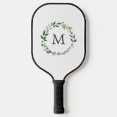 Monogrammed Sage Green Leaves Greenery Krans Pickleball Paddle (Voorkant)