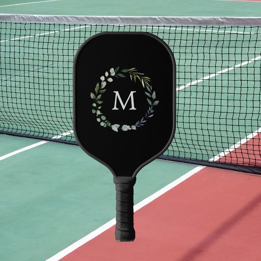 Monogrammed Sage Green Leaves Greenery Krans Pickleball Paddle