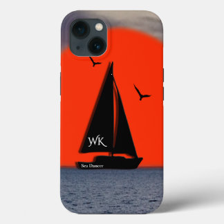 Monogrammed Sailboat with Name on Boat iPhone 13 Hoesje