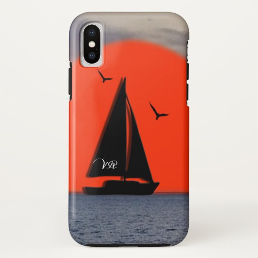 Monogrammed Sailboot Case-Mate iPhone Case (Achterkant)