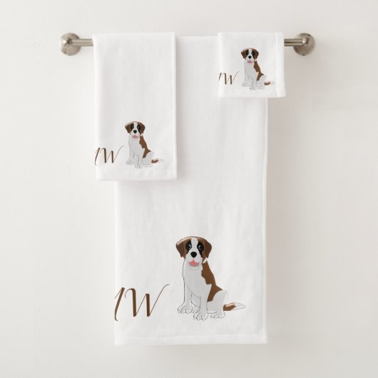 Monogrammed Saint Bernard Dog Design Bad Handdoek (Insitu)