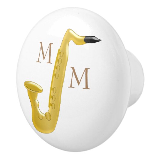 Monogrammed Saxophone Keramische Knop (Rechts)