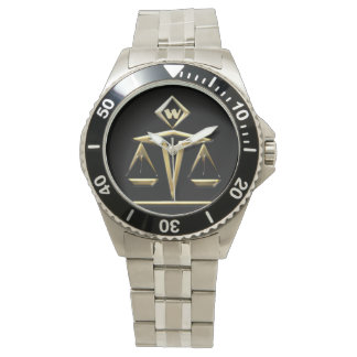 Monogrammed Schalen van Gerechtigheid (v1) Horloge