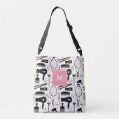 Monogrammed Schattige Hair Stylist Pattern Crossbody Tas (Achterkant)