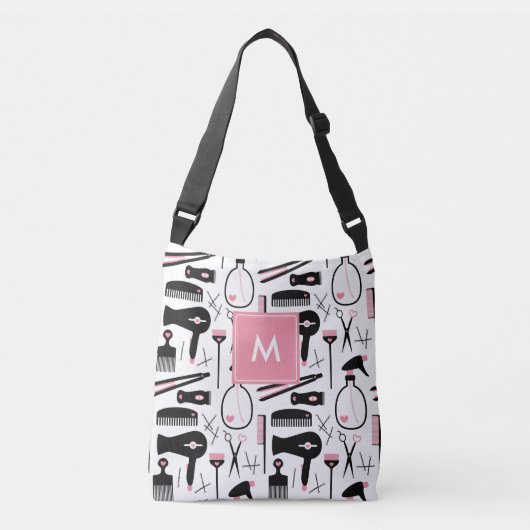 Monogrammed Schattige Hair Stylist Pattern Crossbody Tas (Voorkant)