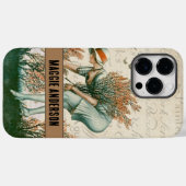 Monogrammed Schattige retro dame in de bossen brui Case-Mate iPhone Case (Achterkant (horizontaal))