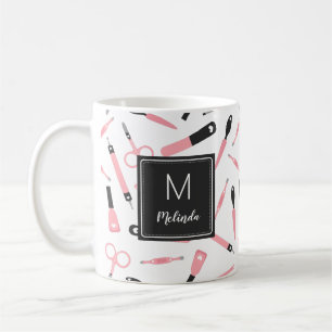 Monogrammed Schattige Roze Manicurist Gereedschaps Koffiemok