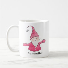 Monogrammed Schattigee Gnome Roze en Witte Kerst Koffiemok