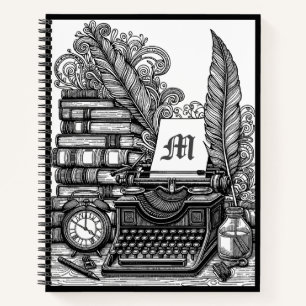 Monogrammed  Schrijver Thema Kleur Me Notitieboek