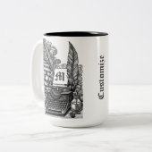 Monogrammed Schrijver Thema Kleur Me Tweekleurige Koffiemok (Voorkant links)