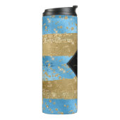 Monogrammed Script Blauw Goud Thermosbeker (Gedraaid links)