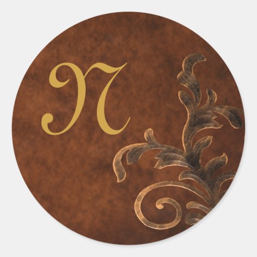 Monogrammed Scroll Leaf Sticker (Voorkant)