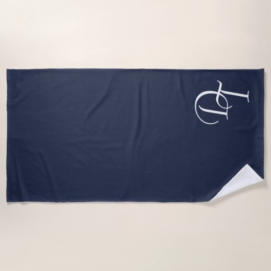 Monogrammed - serviette de plage bleu marine (Devant)
