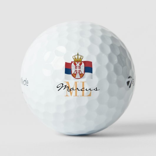 Monogrammed Servische vlag & Servië Golf Balls Golfballen (Voorkant)