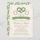 Monogrammed Shamrock en Hoefijzer Koppels Douche Kaart (Voorkant / Achterkant)