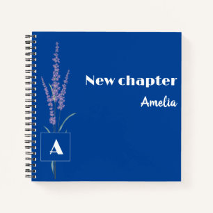Monogrammed sierlijke pensioen naam blauw notitieboek