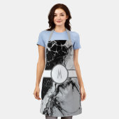 Monogrammed Silver en Black Apron Schort (Gedragen)