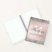 Monogrammed Silver Glitter Blush Pink Sketchbook Notitieboek (Binnen)