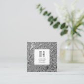 Monogrammed Silver Metallic Vierkante Visitekaartje (Staand voorkant)