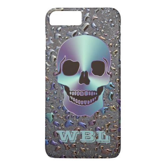 Monogrammed Skull op Oily LOOK iPhone 7 Hoesje (Achterkant)