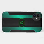 Monogrammed Sleek Green Metal Case-Mate iPhone Case (Achterkant (horizontaal))