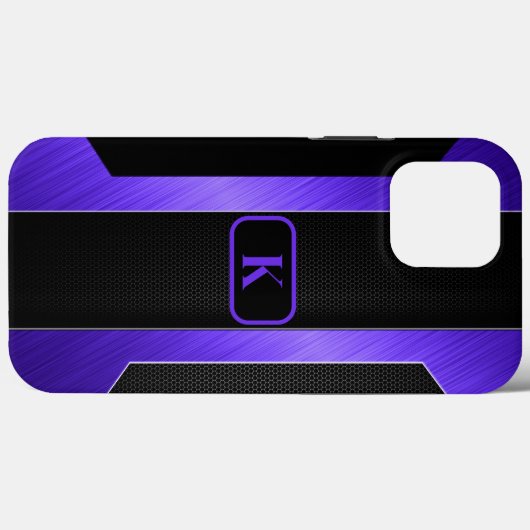 Monogrammed Sleek Paars Metaal Case-Mate iPhone Case (Achterkant (horizontaal))