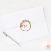 Monogrammed Sleutel & Krans Ronde Sticker (Envelop)