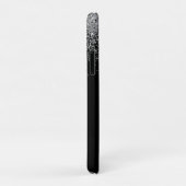 Monogrammed Sliver Black Glitter Elegant Script Case-Mate iPhone Case (Achterkant/rechts)