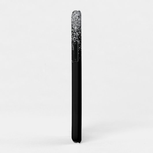 Monogrammed Sliver Black Glitter Elegant Script Case-Mate iPhone Case (Achterkant/rechts)