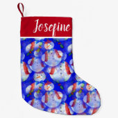 Monogrammed Sneeuwman Kleine Kerstsok (Voorkant)